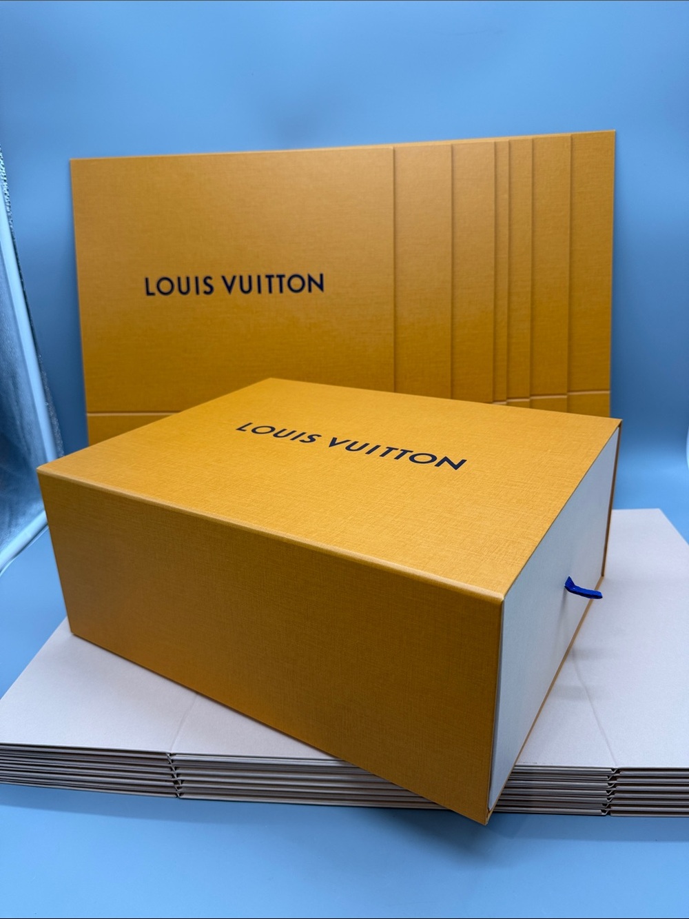 Lot of 8 NEW- Louis Vuitton large slide drawer boxes- 14” x 11” x 5.75”